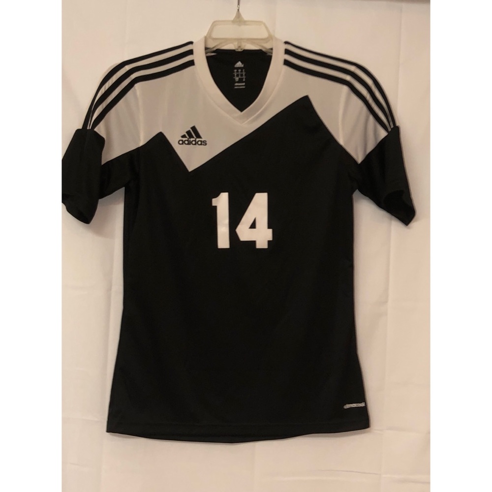 Adidas #14 Black& White Striped V-Neck Shirt